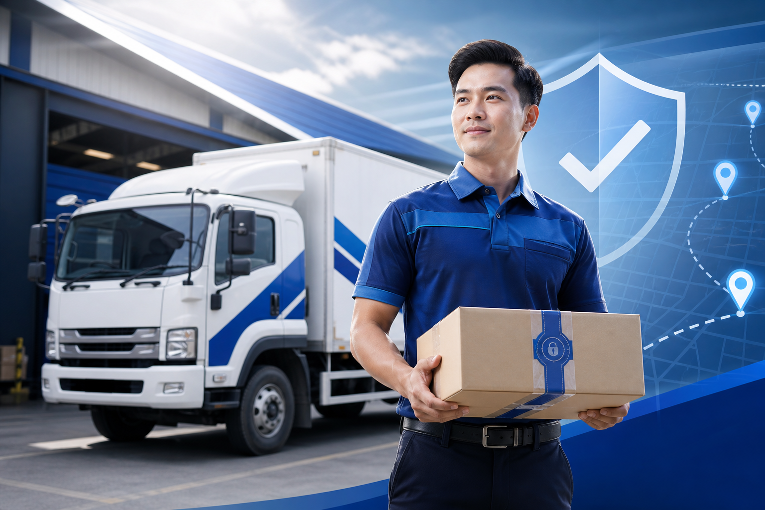 คนขับ GT Transport ดูแลสินค้าอย่างปลอดภัย